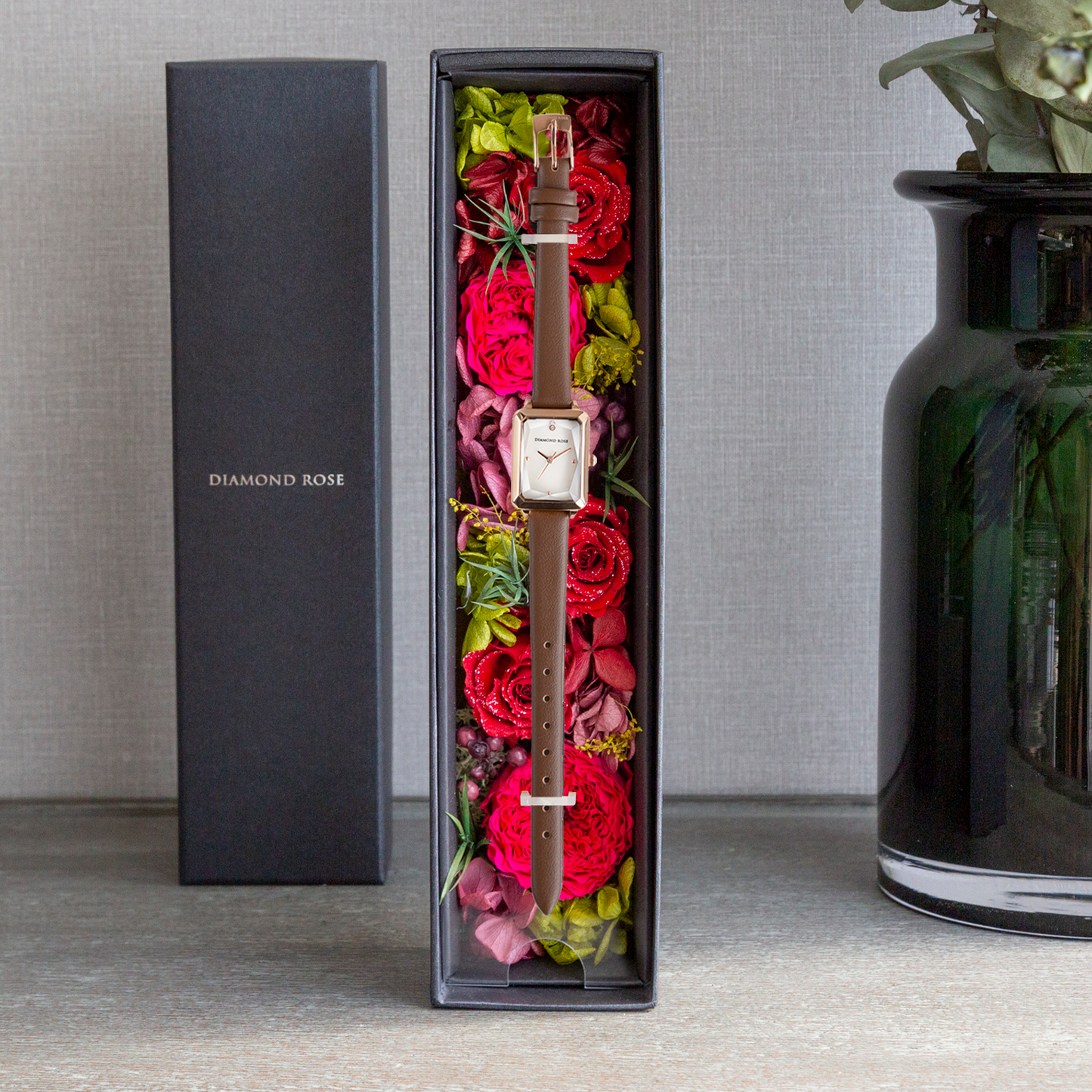 ダイヤモンドローズ スクエアダークブラウン DR02R-ADB ブライトレッド AR-BBR