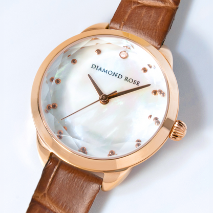 【クリスマス限定豪華セット】ダイヤモンドローズ ラウンドベージュ＋ブラウン付け替えベルト