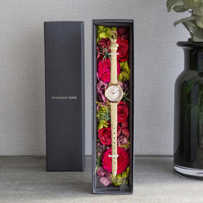 【クリスマス限定豪華セット】ダイヤモンドローズ ラウンドベージュ＋ブラウン付け替えベルト