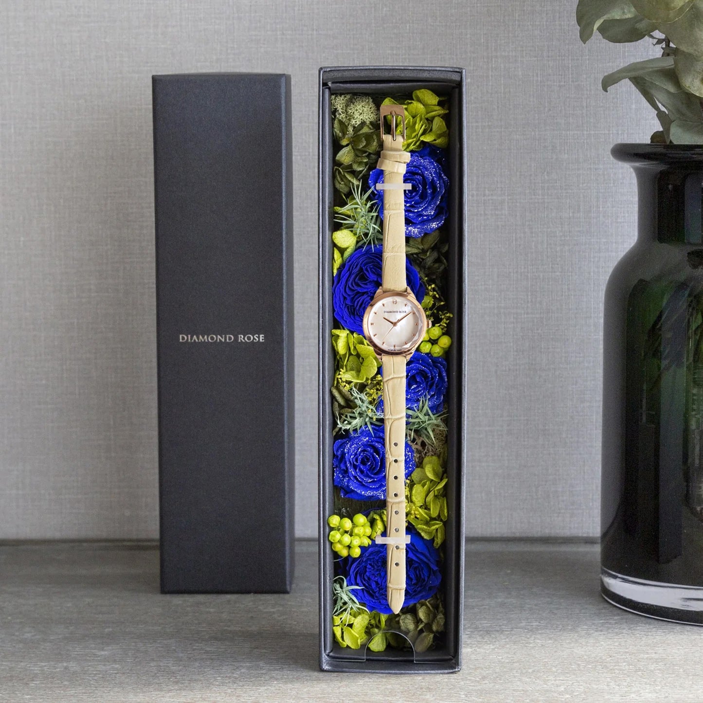 【クリスマス限定豪華セット】ダイヤモンドローズ ラウンドベージュ＋ブラウン付け替えベルト