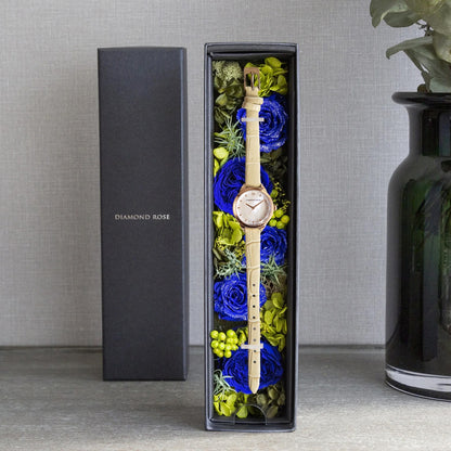 【クリスマス限定豪華セット】ダイヤモンドローズ ラウンドベージュ＋ブラウン付け替えベルト