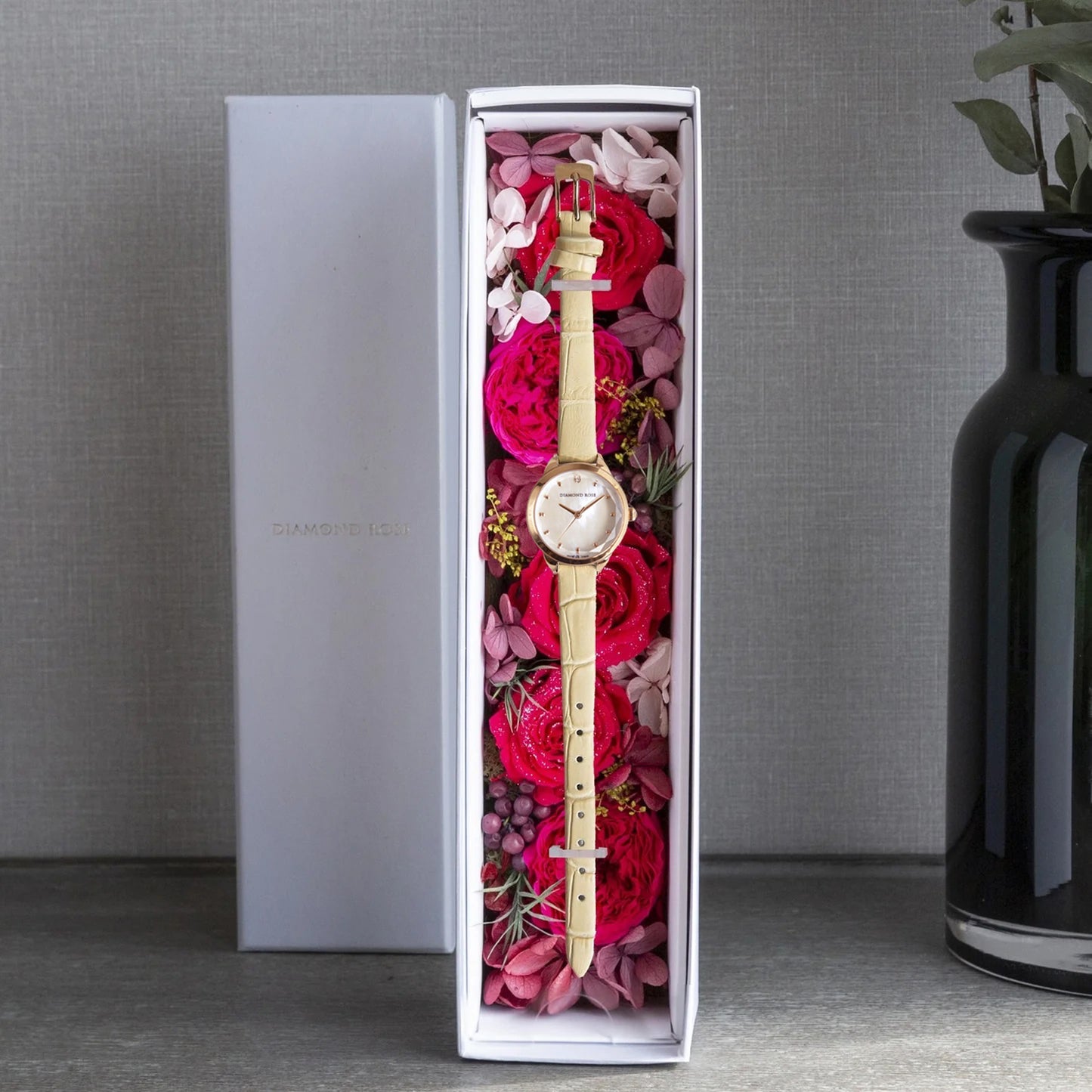 【クリスマス限定豪華セット】ダイヤモンドローズ ラウンドベージュ＋ブラウン付け替えベルト