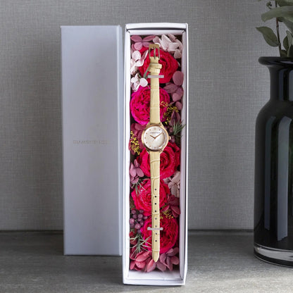 【クリスマス限定豪華セット】ダイヤモンドローズ ラウンドベージュ＋ブラウン付け替えベルト