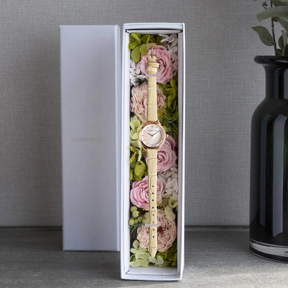 【クリスマス限定豪華セット】ダイヤモンドローズ ラウンドベージュ＋ブラウン付け替えベルト