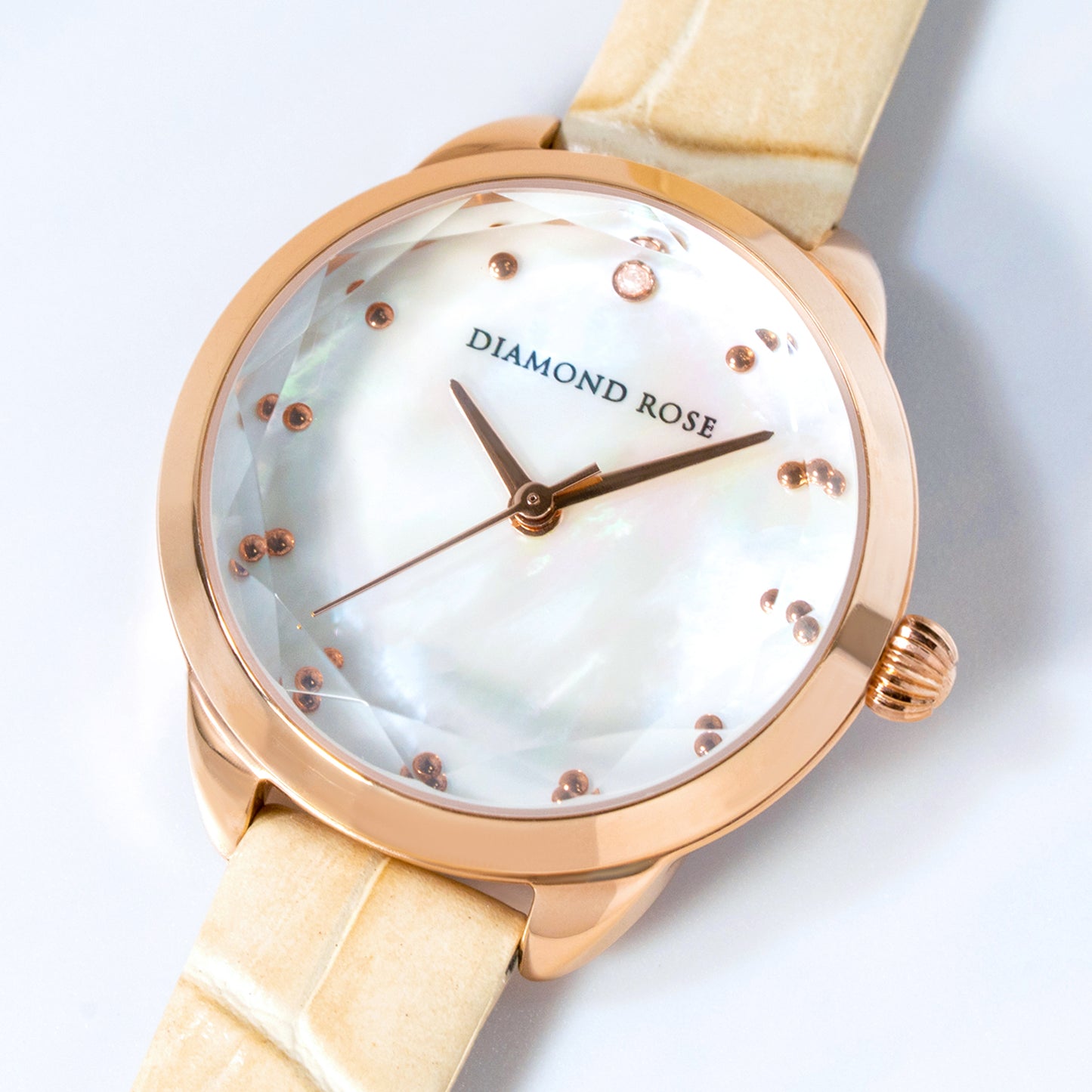 【クリスマス限定豪華セット】ダイヤモンドローズ ラウンドベージュ＋ブラウン付け替えベルト