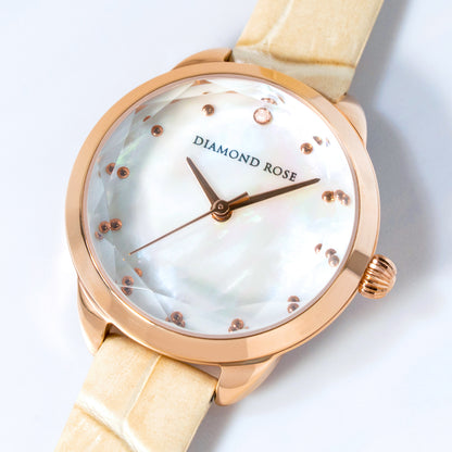 【クリスマス限定豪華セット】ダイヤモンドローズ ラウンドベージュ＋ブラウン付け替えベルト