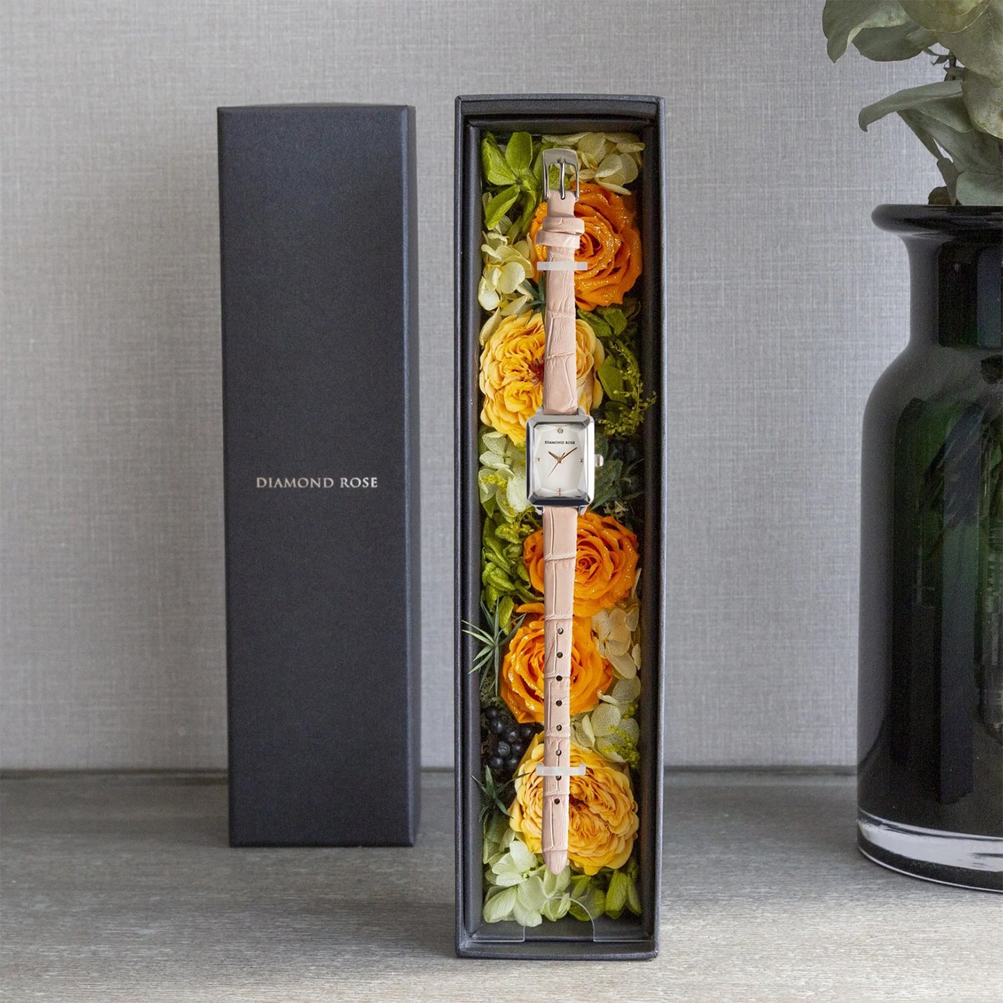 【クリスマス限定豪華セット】ダイヤモンドローズ スクエアピンク＋ブラック付け替えベルト