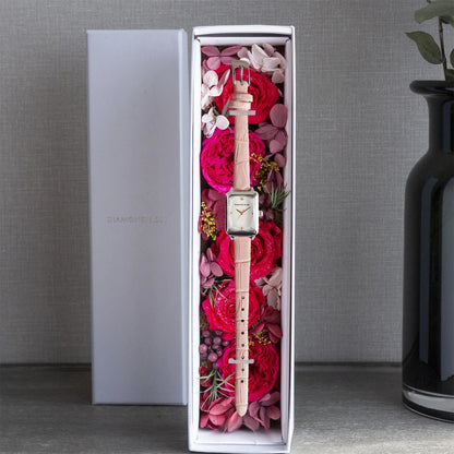 【クリスマス限定豪華セット】ダイヤモンドローズ スクエアピンク＋ブラック付け替えベルト