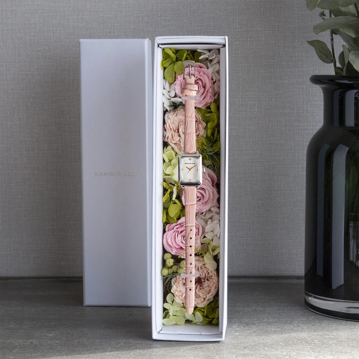 【クリスマス限定豪華セット】ダイヤモンドローズ スクエアピンク＋ブラック付け替えベルト